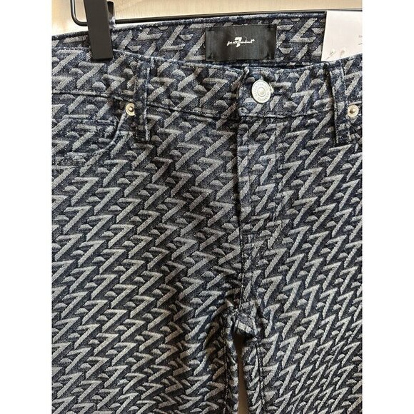 Seven 7 For All Mankind Logo Trucker Bootcut Jaquard Jeans Sz 24 NEW Low Rise - Picture 3 of 6